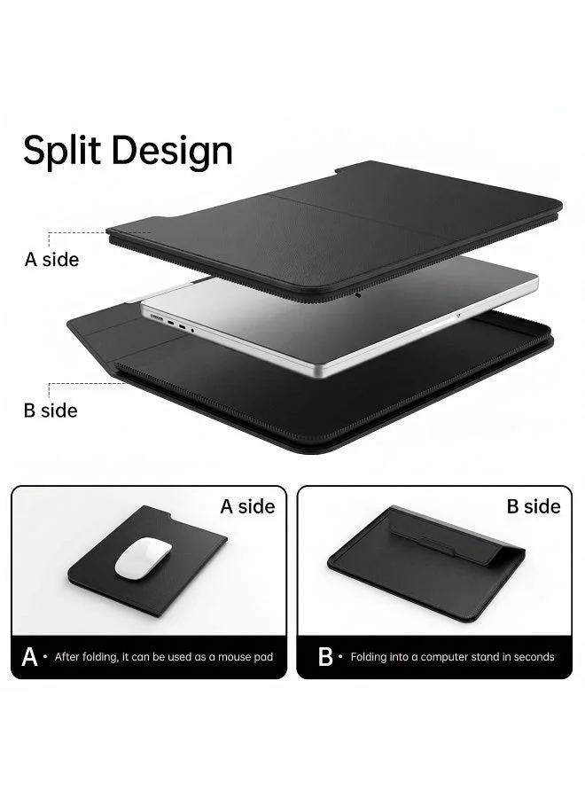 Mobcos Mobcos Black Laptop Sleeve Mobcos Black Laptop Sleeve Bag for 15–16 Inch Laptops | Slim Premium PU Leather Waterproof Protective Case with Soft Inner Lining, Smooth Zipper & Lightweight  | Best Price UAE