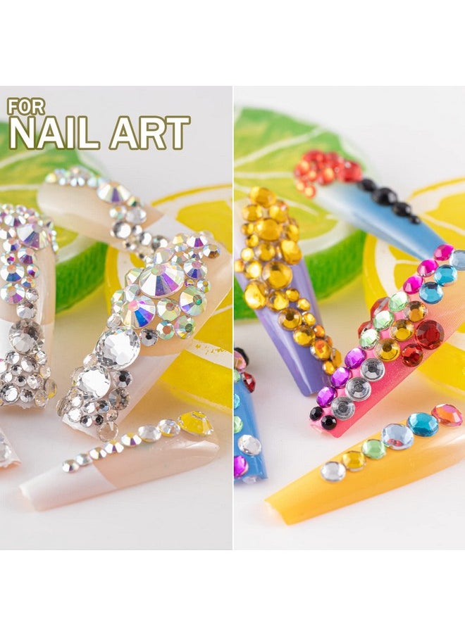 BELLEBOOST Two Packs Of Flatback Rhinestones 4520 Pcs Colorful Nail Art Rhinestones Flatback Crystal Colorful+Ab+Transparent White Rhinestone With Picker Pencil And Tweezer For Nail Art And Decoration  - Image 5
