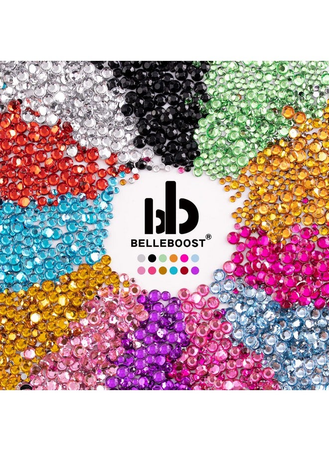 BELLEBOOST Two Packs Of Flatback Rhinestones 4520 Pcs Colorful Nail Art Rhinestones Flatback Crystal Colorful+Ab+Transparent White Rhinestone With Picker Pencil And Tweezer For Nail Art And Decoration  - Image 2