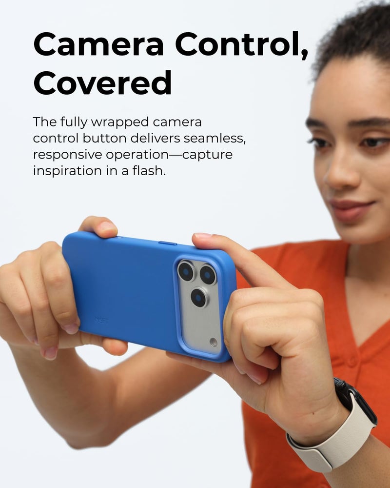 MOFT for iPhone 17 Pro Case- MOVAS Snap Case, MagSafe Compatible, Soft-Touch Vegan Leather, Classic Minimalist Design, Lightweight, Stain-Resistant & Camera Protection, Sapphire - Image 4