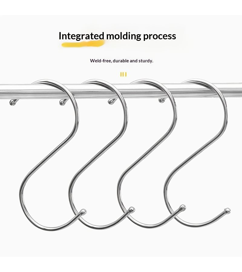 5Pcs Medium Multifunctional 410 Stainless Steel S Hooks Wall Hanging Bathroom Kitchen Cabinet Door - Image 2