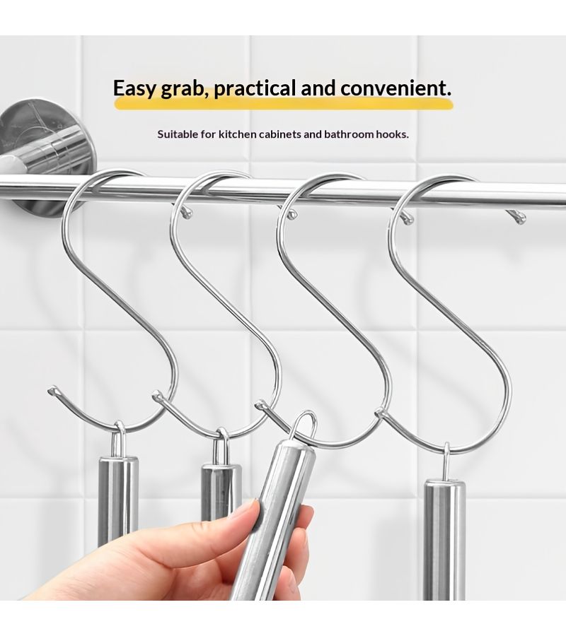5Pcs Medium Multifunctional 410 Stainless Steel S Hooks Wall Hanging Bathroom Kitchen Cabinet Door - Image 3