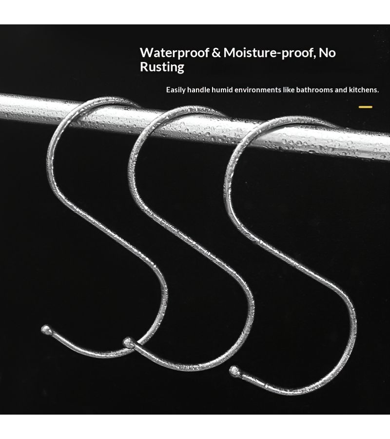 5Pcs Medium Multifunctional 410 Stainless Steel S Hooks Wall Hanging Bathroom Kitchen Cabinet Door - Image 4