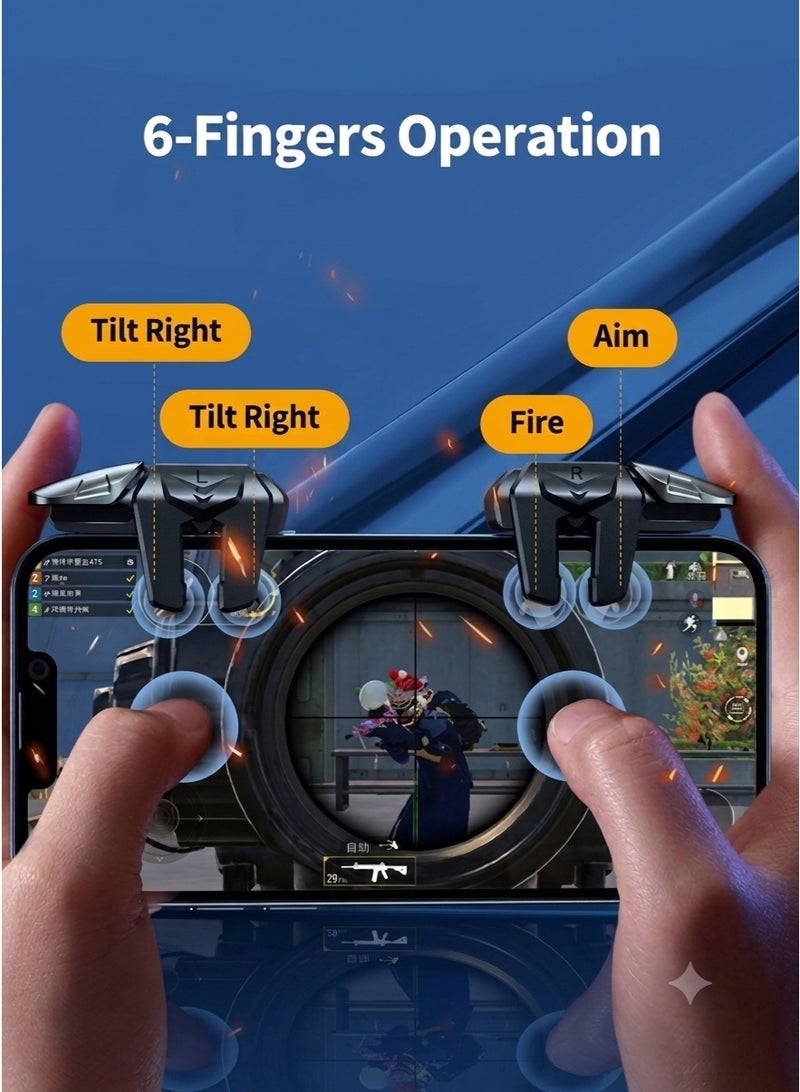 1 Pair of 6 Finger Mobile Game Trigger Controller, L1R1 L2R2 Metal Sensitive Shoot & Aim Buttons for PUBG/Free Fire/COD, iPhone & Android - Image 4