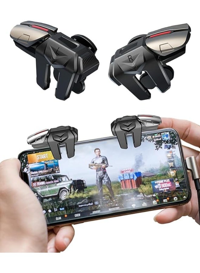 1 Pair of 6 Finger Mobile Game Trigger Controller, L1R1 L2R2 Metal Sensitive Shoot & Aim Buttons for PUBG/Free Fire/COD, iPhone & Android - Image 1