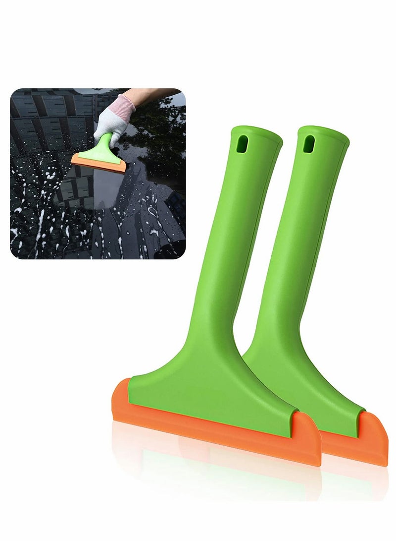 Y&D Silicone Small Squeegee,Flexible Rubber Squeegee,Shower Squeegee W/Non-Slip Handle Auto Water Blade Window Tint for Car Windshield Mirror Glass Door Bathroom 2PCS (Green) - Image 1