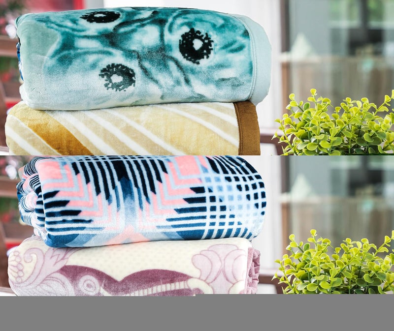 BSB HOME Super Soft Cloudy Printed Single Bed Blanket for Heavy Winter, Single Ply Mink Blanket King Size with 152 x 220 Cm – 2.5 Kg (Light Green & White, Pack of 1) - Image 5
