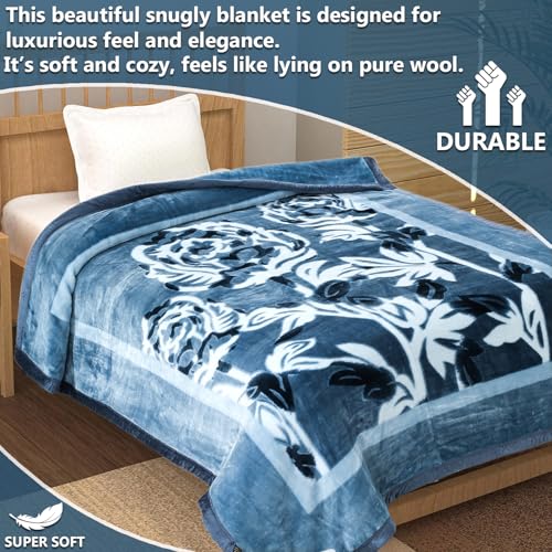 BSB HOME Super Soft Cloudy Printed Single Bed Blanket for Heavy Winter, Single Ply Mink Blanket King Size with 152 x 220 Cm – 2.5 Kg (Light Green & White, Pack of 1) - Image 2