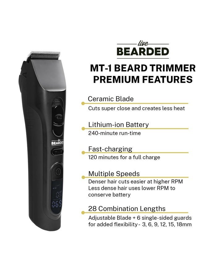 Live Bearded MT-1 Beard Trimmer - Rechargeable with 240-Minute Run-Time, Ceramic Blade, Whisper Quiet and 28 Combination Cutting Lengths for Men - Image 2
