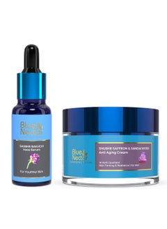 Blue Nectar Blue Nectar Ayurveda Anti-Aging Face Moisturizer for Men for Deep Moisturization (1.76 Oz) Paired with Bakuchiol Anti Aging Serum for Fine Lines (1 Fl Oz)  - Image 1