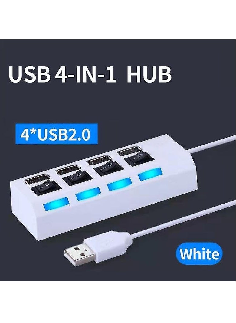 SYOSI - 4 Port 2.0 USB Hub, Portable High-speed Multi Port Data Hub, Multi-Device Expansion Splitter Lead Cable Adapter for PC, Laptop, Desktop, Flash Drive, HDD, Console, Computer, Keyboard, Mouse (white) - Image 1