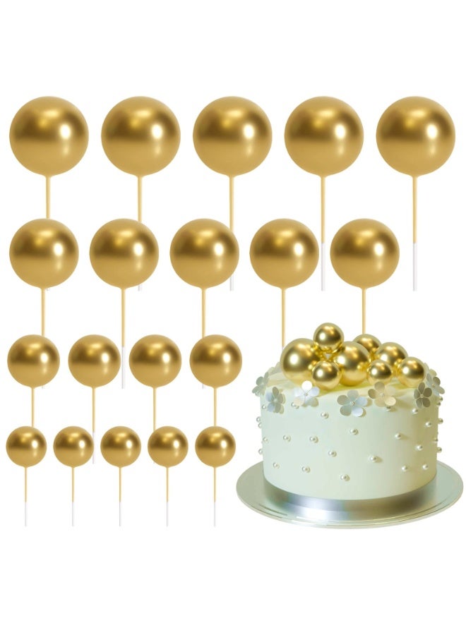 20Pcs Ball Cake Topper Decorations Mini Balloons Cake Topper Sticks Gold Cake Picks Cake Balls for Graduation Wedding Birthday Cake Decorations - Image 1