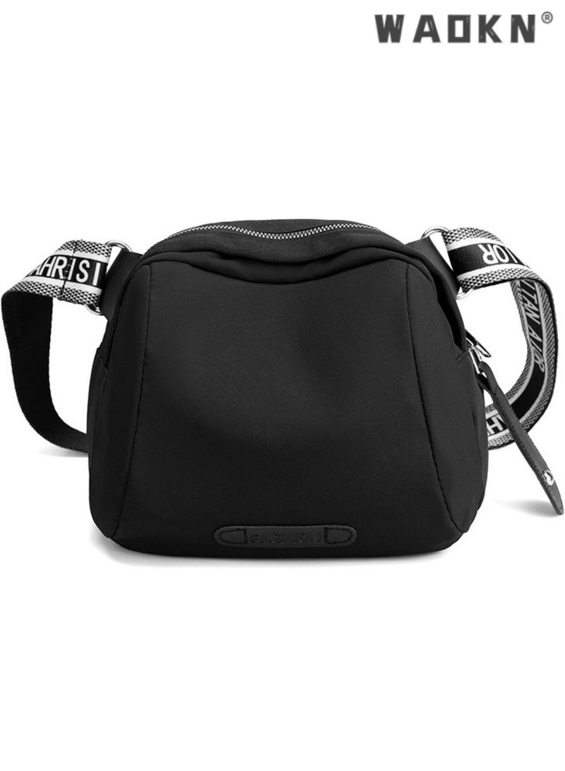WAOKN Crossbody Bags for Women, Fashion Shoulder Bags with Adjustable Shoulder Strap,Women Lightweight Resistant Purse with Zipper Pocket, Large Capacity Carry Bag for College Students and Teenagers(Black)  - Image 1