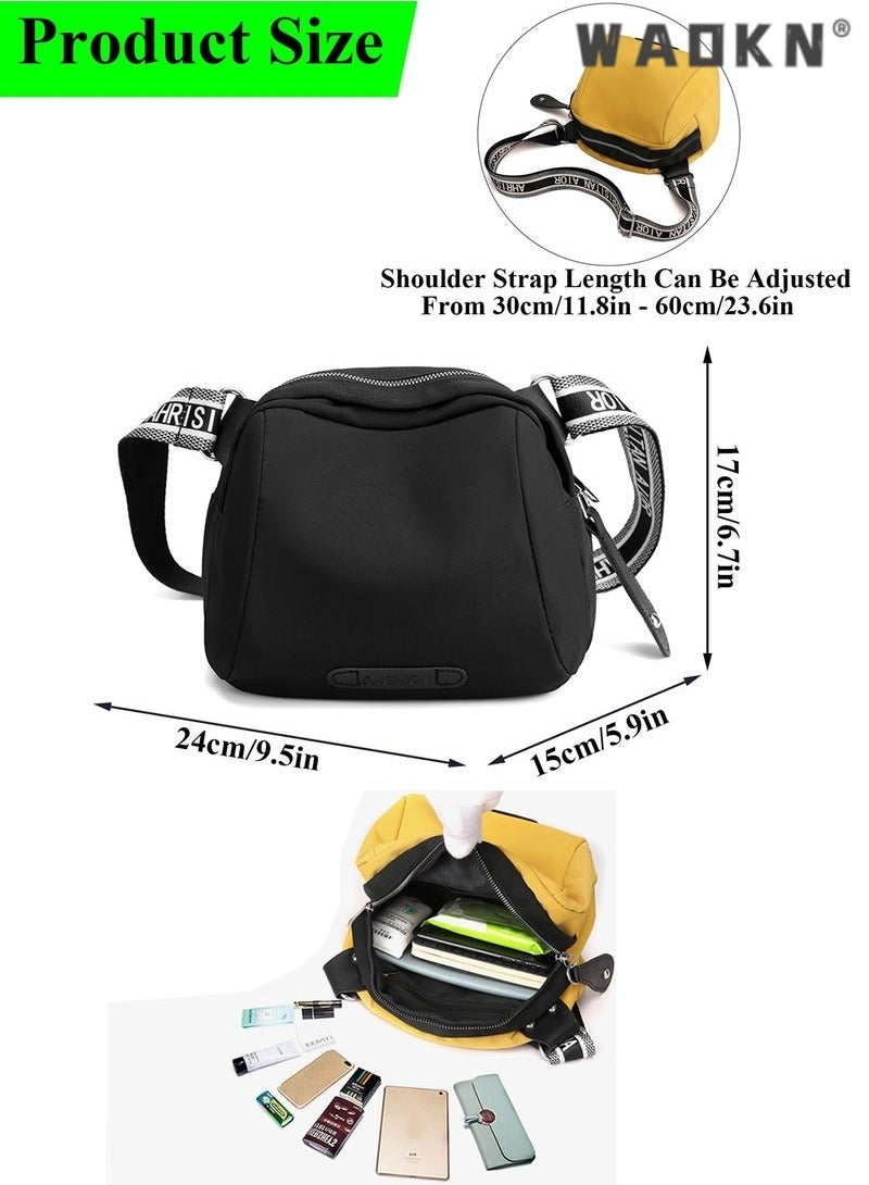 WAOKN Crossbody Bags for Women, Fashion Shoulder Bags with Adjustable Shoulder Strap,Women Lightweight Resistant Purse with Zipper Pocket, Large Capacity Carry Bag for College Students and Teenagers(Black)  - Image 4