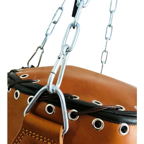 Geoffrey Vintage TAN Leather Boxing Gym Punching Training Bag with Chains Retro 120CM - Image 3