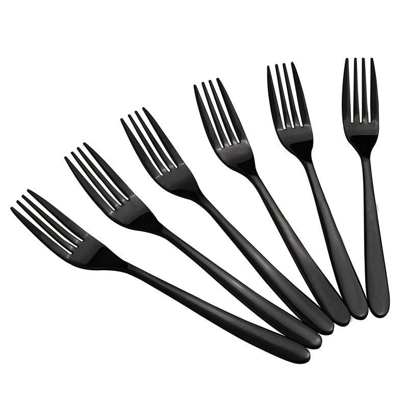 Vababa 16Piece Mirror Finish Black Stainless Steel Dessert Forks 72INCH