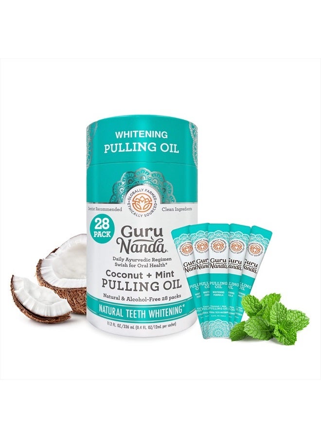 GuruNanda Oil Pulling Travel Sachets (Pack of 28) - 100% Pure Blend of Coconut & 7 Essential Oils with Vitamins - Supports Fresh Breath & Oral Health  - Image 2