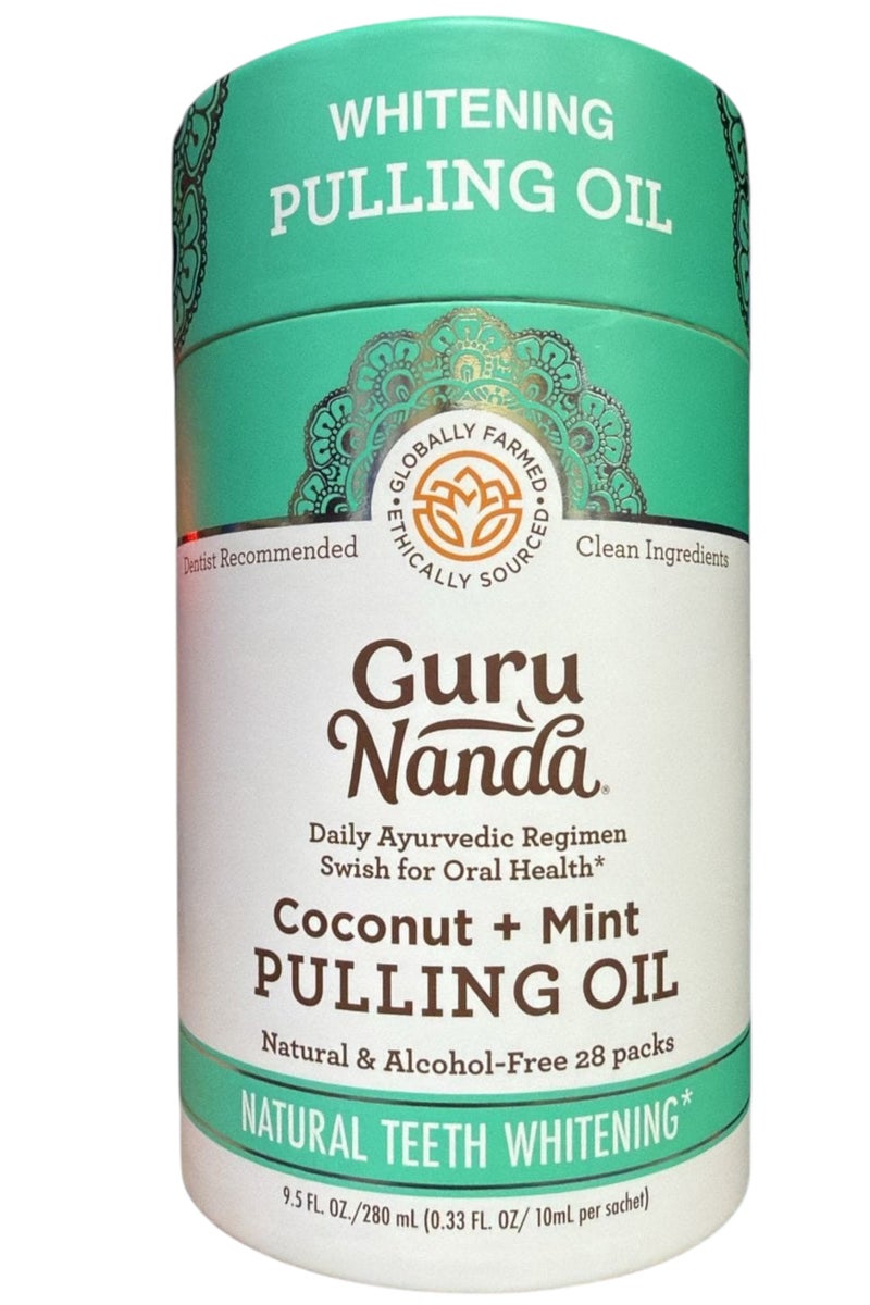 GuruNanda Oil Pulling Travel Sachets (Pack of 28) - 100% Pure Blend of Coconut & 7 Essential Oils with Vitamins - Supports Fresh Breath & Oral Health  - Image 1