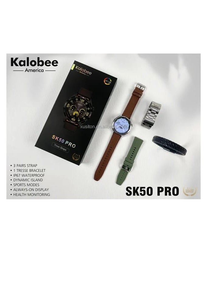 Kalobee SK 50 Pro Smart Watch AMOLED Screen with 3 Straps an additional Bracelet and Wireless Charging Multicolour  - Image 4