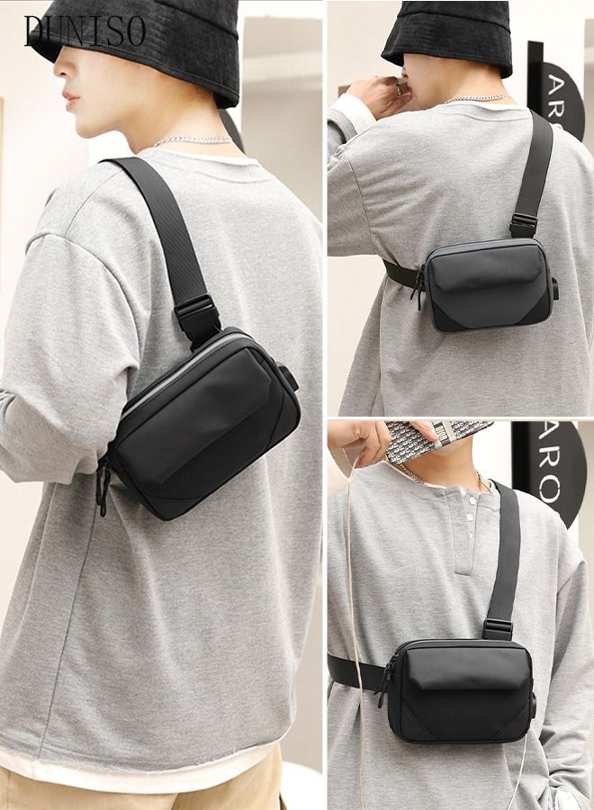 DUNISO Compact Crossbody Bag for Men Waterproof Sling Bag Backpack Multipurpose Cross Body Chest Bag Shoulder Bag Daypack for Travel Hiking Retro Purse Bag with Reflective strip - Image 2