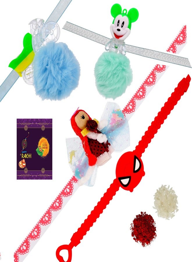AR Eyewar Multicolor Four Kids Rakhi Combo Set (ARR211158)
