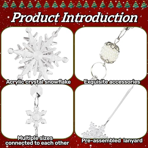 VOVEA Christmas Tree Decorations Crystal Ornaments - 20Pcs Sparkling Christmas Ornaments Set Hanging Icicle Snowflake Ornaments for Xmas Tree Winter Wonderland Decorations Holiday Home Decor, Pre-Strung - Image 4