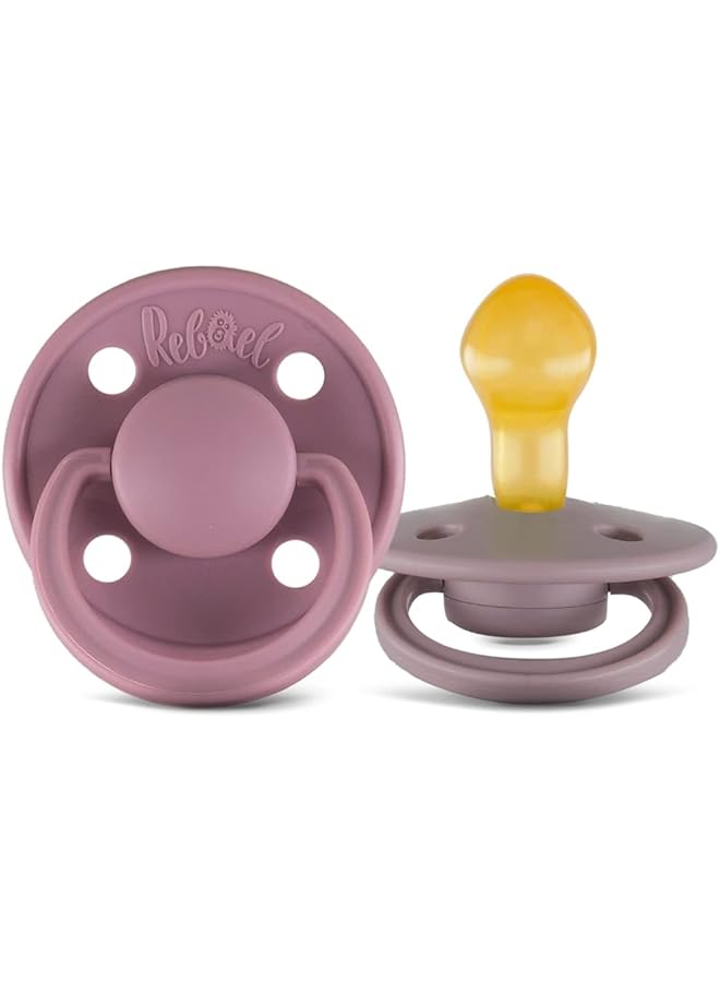 Rebael Mono Natural Rubber Round Pacifier Size 2 Baby 6M Plus 1 Pack Plum - Image 1