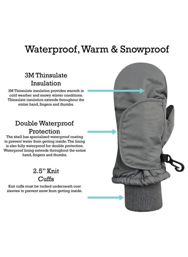 N'Ice Caps Kids Waterproof Snow Mittens - Thinsulate Boys Girls Cold Weather (Silver, 4-5 Years) - Image 5