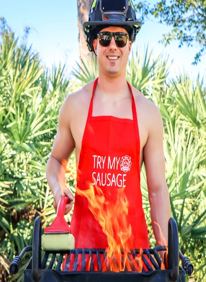 Grill Rescue ​Funny​ ​BBQ Aprons For Men​ - ​Heat Resistant ​with Adjustable Neck and Front Pocket – ​Chef Cooking Aprons​ - ​Great Gifts for Husband ​or Dad (Try My Sausage) - Image 2