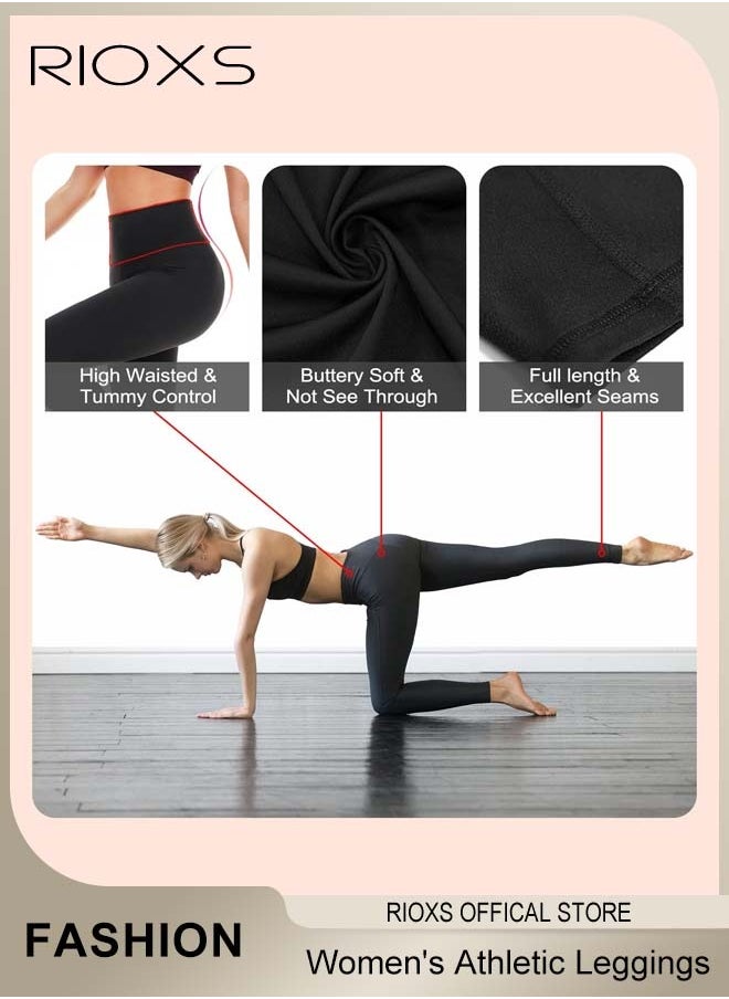 RIOXS Leggings for Women, High Waisted  Athletic Workout Yoga Leggings, Womens Slim Fit Bodybuilding Pant, Soft Tummy Control Yoga Pants, Ladies Sport Casual Seamless  Booty Leggings For Gym Running Walking Or Daily Wear  - Image 3