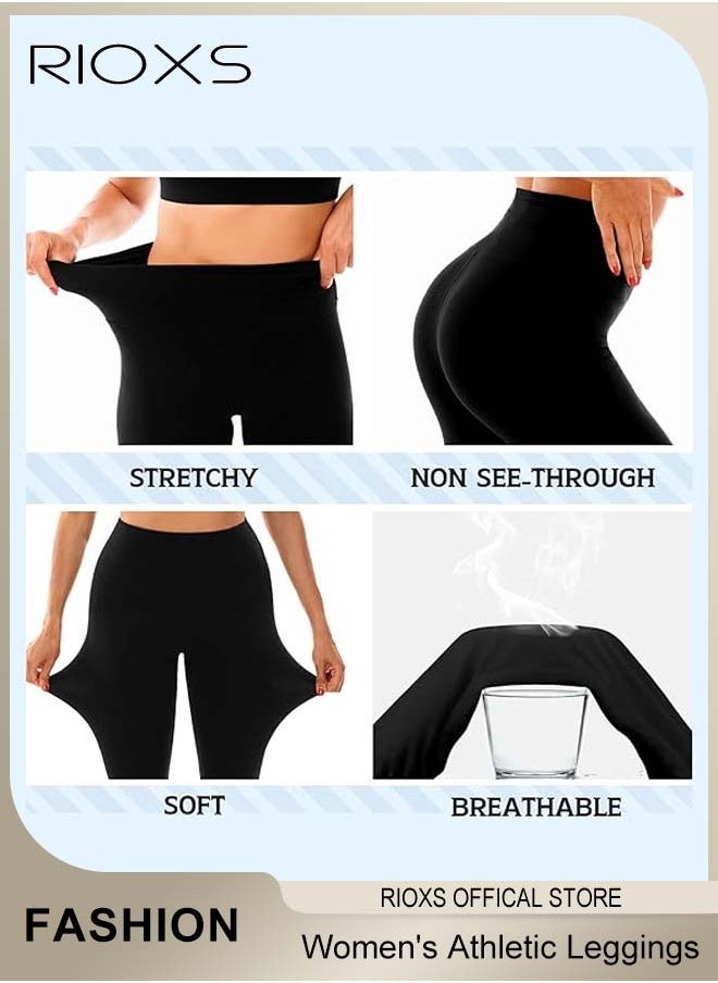 RIOXS Leggings for Women, High Waisted  Athletic Workout Yoga Leggings, Womens Slim Fit Bodybuilding Pant, Soft Tummy Control Yoga Pants, Ladies Sport Casual Seamless  Booty Leggings For Gym Running Walking Or Daily Wear  - Image 4