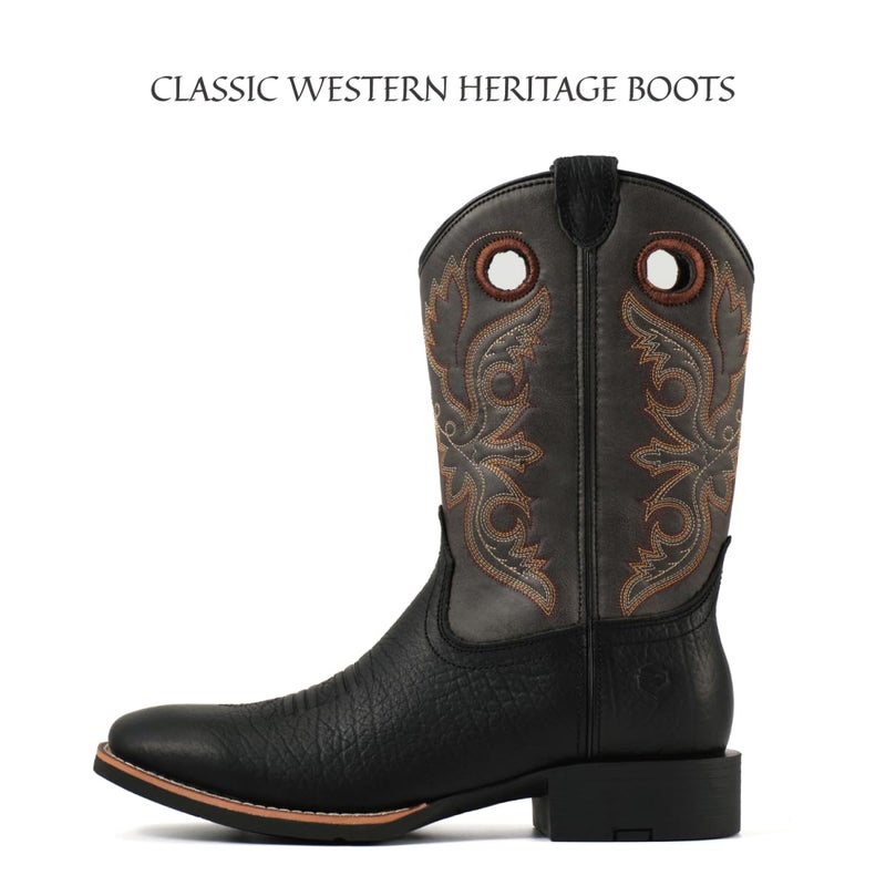 SUREWAY Western Boots For Men - Mens Square Toe Cowboy Boot, Oil/Slip Resistant, Durable Fashionable Classic Pull on 10 Inch Mid-Calf Wellington Boots - Image 3
