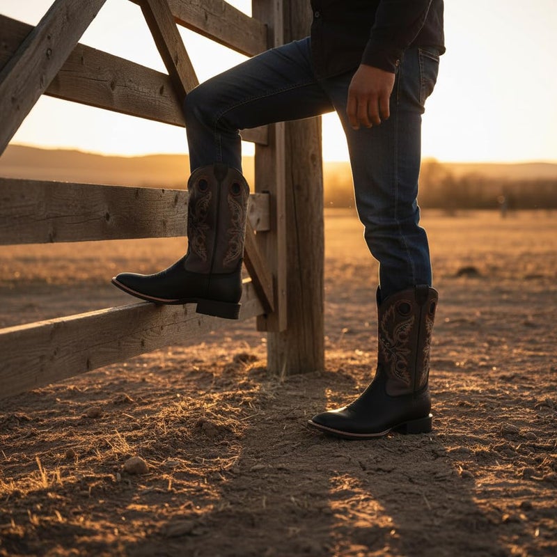 SUREWAY Western Boots For Men - Mens Square Toe Cowboy Boot, Oil/Slip Resistant, Durable Fashionable Classic Pull on 10 Inch Mid-Calf Wellington Boots - Image 2