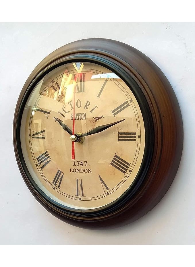 Generic - DAQRO Handmade Antique Wooden Wall Clock London Style Big Size Home & Office Studio Living Room Decoration Gift Item (Size 12 x 3 x 12 Inch | Weight: 900 Gram | Colour: Brown) - Image 1