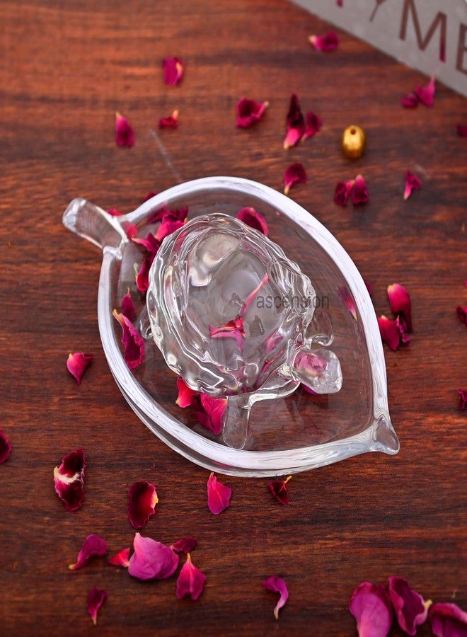 أسينشين سلحفاة كريستالية للصعود، هدية فنغ شوي وفاستو، سلحفاة مع طبق لجلب الحظ السعيد والثروة، قطعة فنية للديكور المنزلي والمكتبي والفندقي (التصميم 2) - Image 1