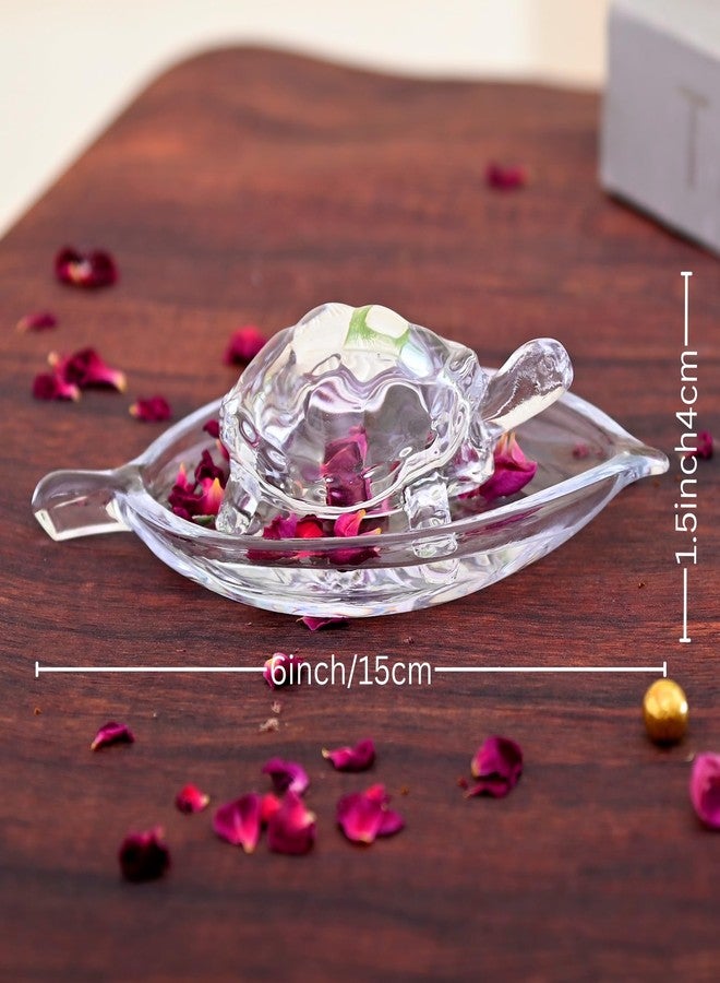 أسينشين سلحفاة كريستالية للصعود، هدية فنغ شوي وفاستو، سلحفاة مع طبق لجلب الحظ السعيد والثروة، قطعة فنية للديكور المنزلي والمكتبي والفندقي (التصميم 2) - Image 3