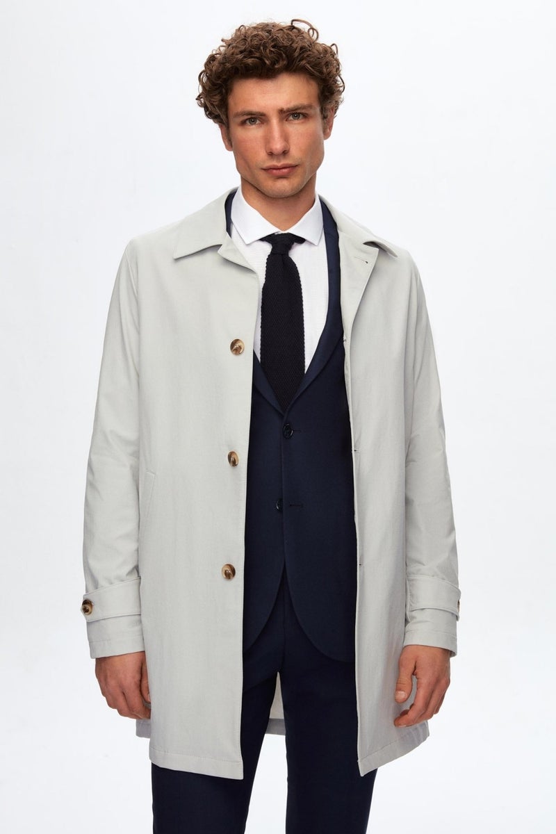 D'S DAMAT Regular Fit Stone Plain Topcoat/trenchcoat 2HCP812220420  - Image 1