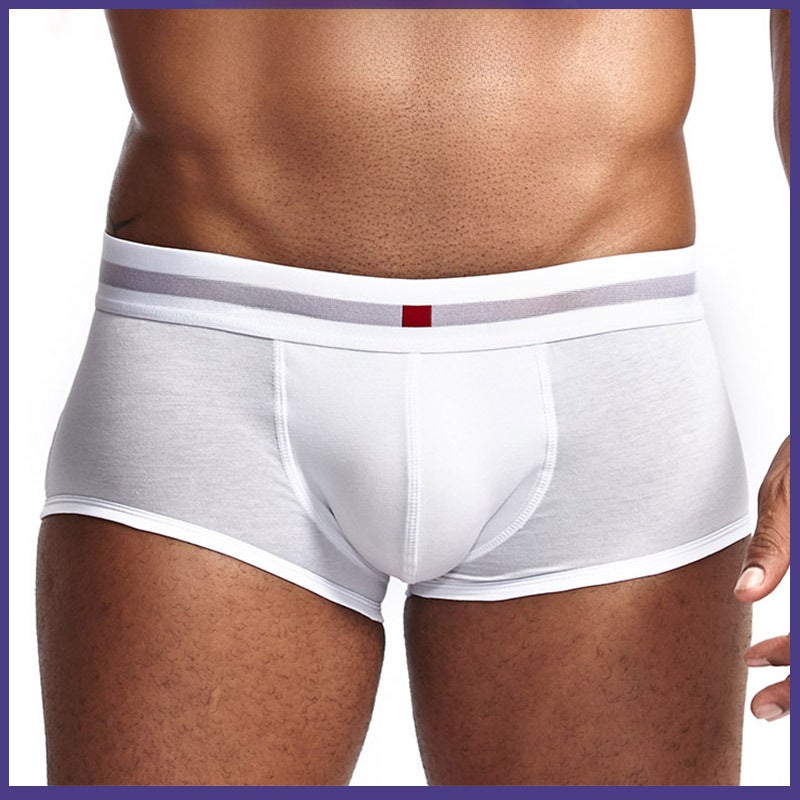 Spot wholesale LANVIBUM mens underwear youth U convex low waist cotton boxers solid color large size mens underpants White - Image 2