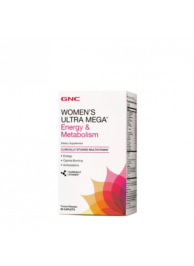 GNC GNC Womens Ultra Mega Energy and Metabolism Multivitamin for Women, 90 Count, for Increased Energy, Metablism, and Calorie Burning  - Image 1
