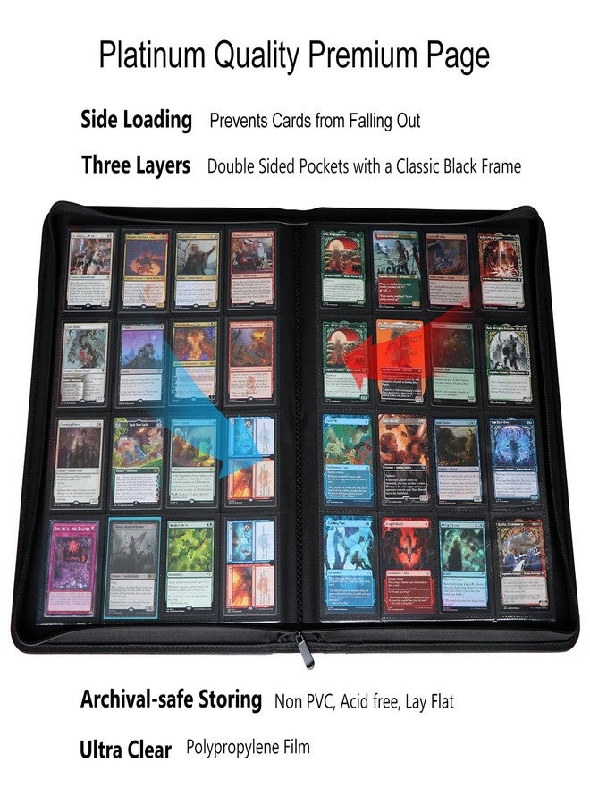 Rieton 16 Pocket 1000+ Pockets Card Binder, Large Ringless Side Loading Pockets Trading Card Album Folder for TCG -White - Image 4