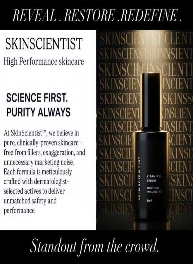 SKIN SCIENTIST سيروم فيتامين سي للوجه من سكين ساينتست، 30 مل، لبشرة متألقة | سيروم لتفتيح البشرة | يساعد على تحسين البقع الداكنة، والتصبغات، والخطوط الدقيقة، وتوحيد لون البشرة | خالٍ من البارابين - Image 3
