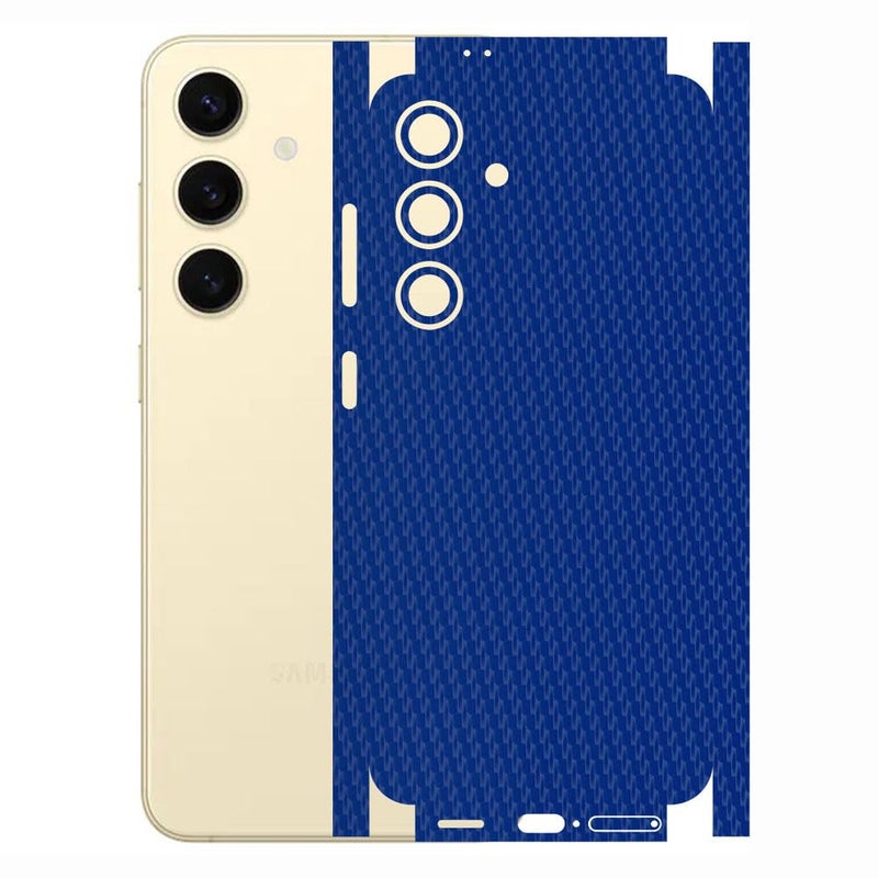 AtOdds - Compatible for Samsung Galaxy S24 (5G) - Mobile Back Skin Sticker - Lamination - Back Film Wrap (Coverage - Back+Camera+Sides) (Design - Blue CF) - Image 1