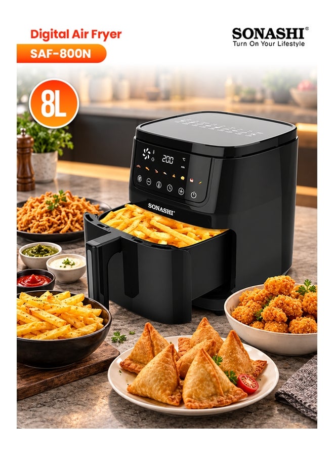 سوناشي مقلاة هوائية رقمية 8 L 1800 W SAF-800N أسود - Image 1