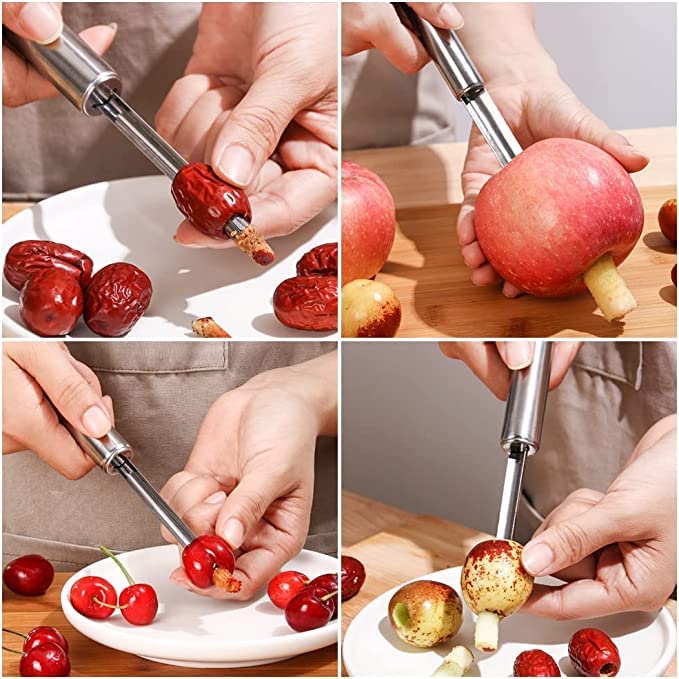 Snevad Fruit Core Stainless Steel Set, Remover for Apple and Pear, Kitchen Prep Tool With Soft Handle (Pack of 7) - Image 5