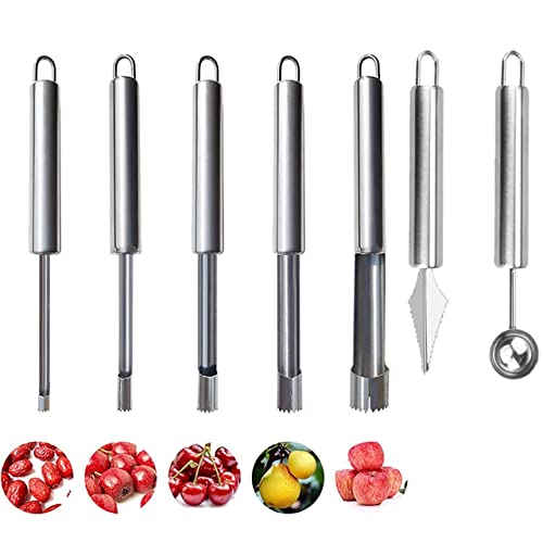 Snevad Fruit Core Stainless Steel Set, Remover for Apple and Pear, Kitchen Prep Tool With Soft Handle (Pack of 7) - Image 1