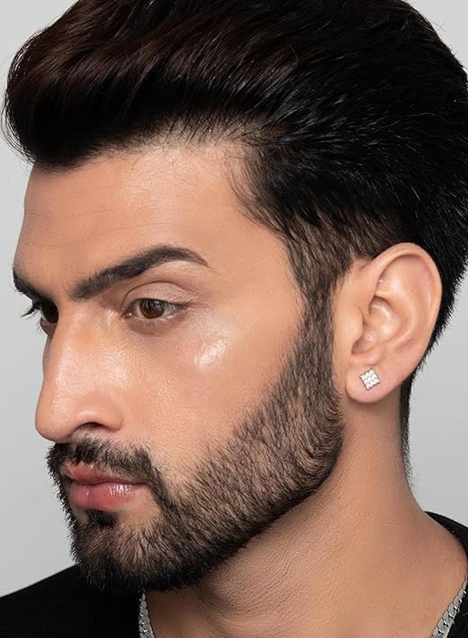 COMMON ETAIL Square Crystal Stud Earrings for Men & Women | Sparkling Rhinestone Ear Studs - Image 3