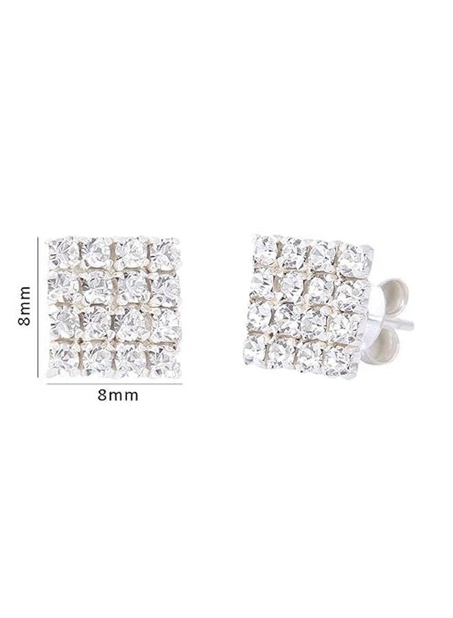 COMMON ETAIL Square Crystal Stud Earrings for Men & Women | Sparkling Rhinestone Ear Studs - Image 5