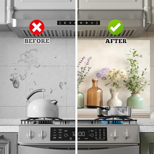 AOHMPT Kitchen Wallpaper 30"x16" Stove Backsplash Stickers Water-Resident Peel and Stick Decals Backsplash Wall Protector Film Removable Paper for Cupboard (MAI-G254857) - Image 5