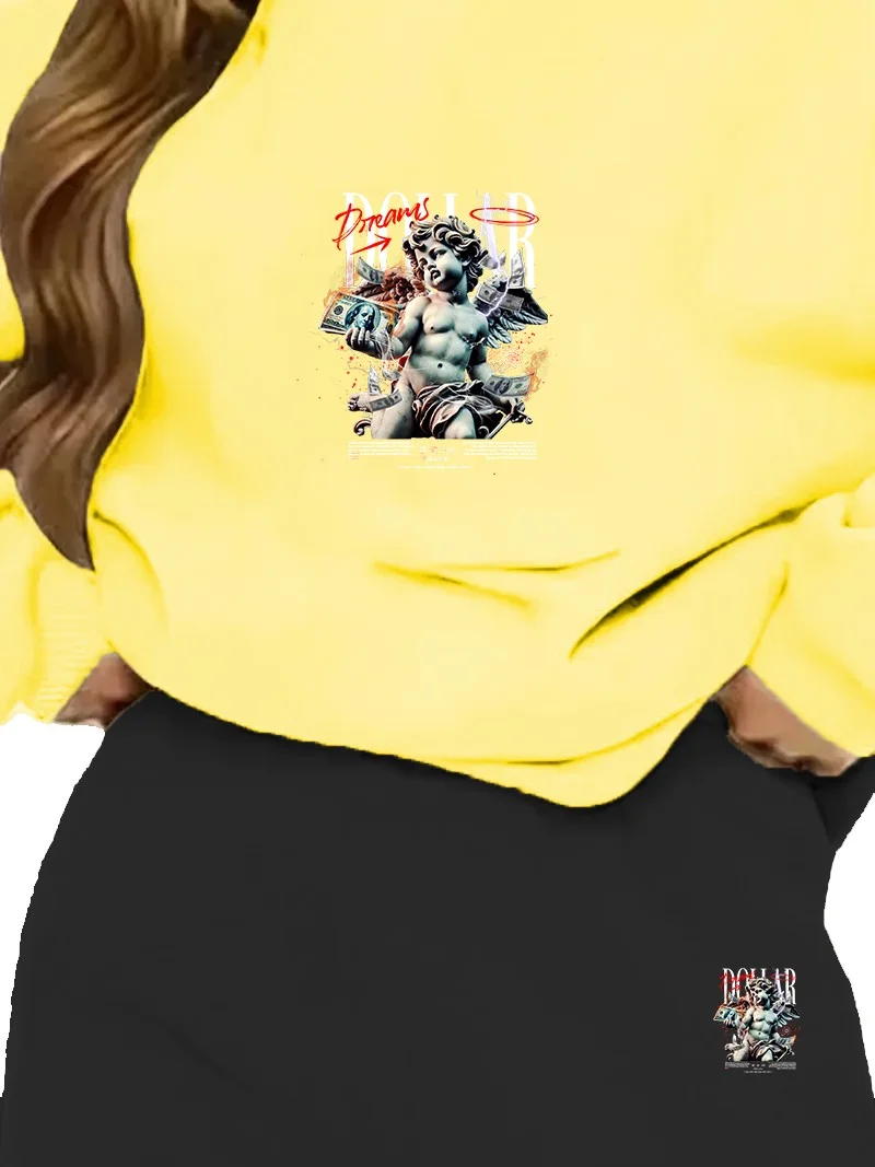 DogFish Tracksuit Oversize Dollardreams Printed Tracksuit,lover,couple Combination Yellow