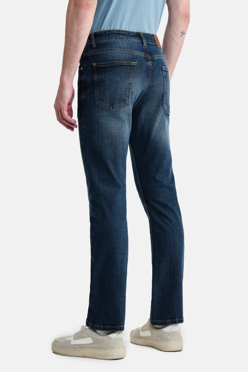 SNITCH Blue Blue Solid Straight Fit Casual Jeans for Men | Best Price UAE